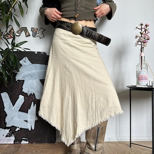 Asymmetrical Linen Ruffle Fairy Boho Goblin Core Skirt
