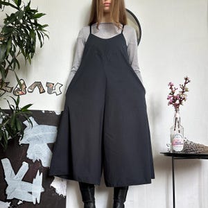 Korean Avant Garde Oversized Wide Leg Black Jumpsuit Dress