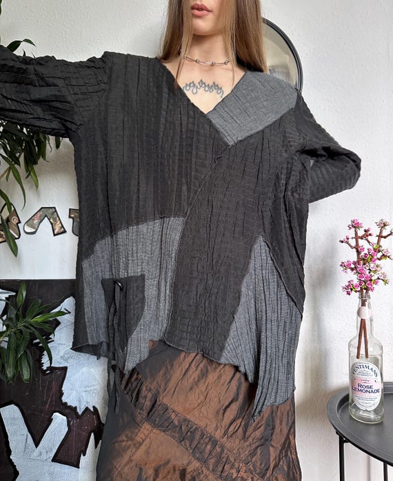 Avant Garde Crinkle Patchwork Deconstructed Tunic - image 2