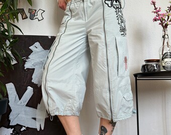 Japan Jorts Pantalones capri con cremallera Pantalones cargo Paracaídas