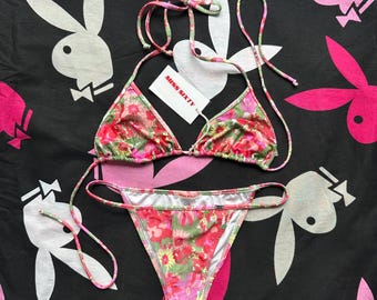 Bikini sexy vintage floral de Miss Sixty de los años 2000, años 2000, disponible en stock
