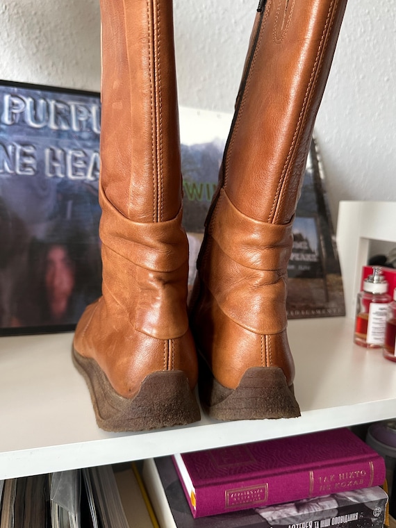 Vintage Leather Patchwork Square Toe 60s Boots - image 8