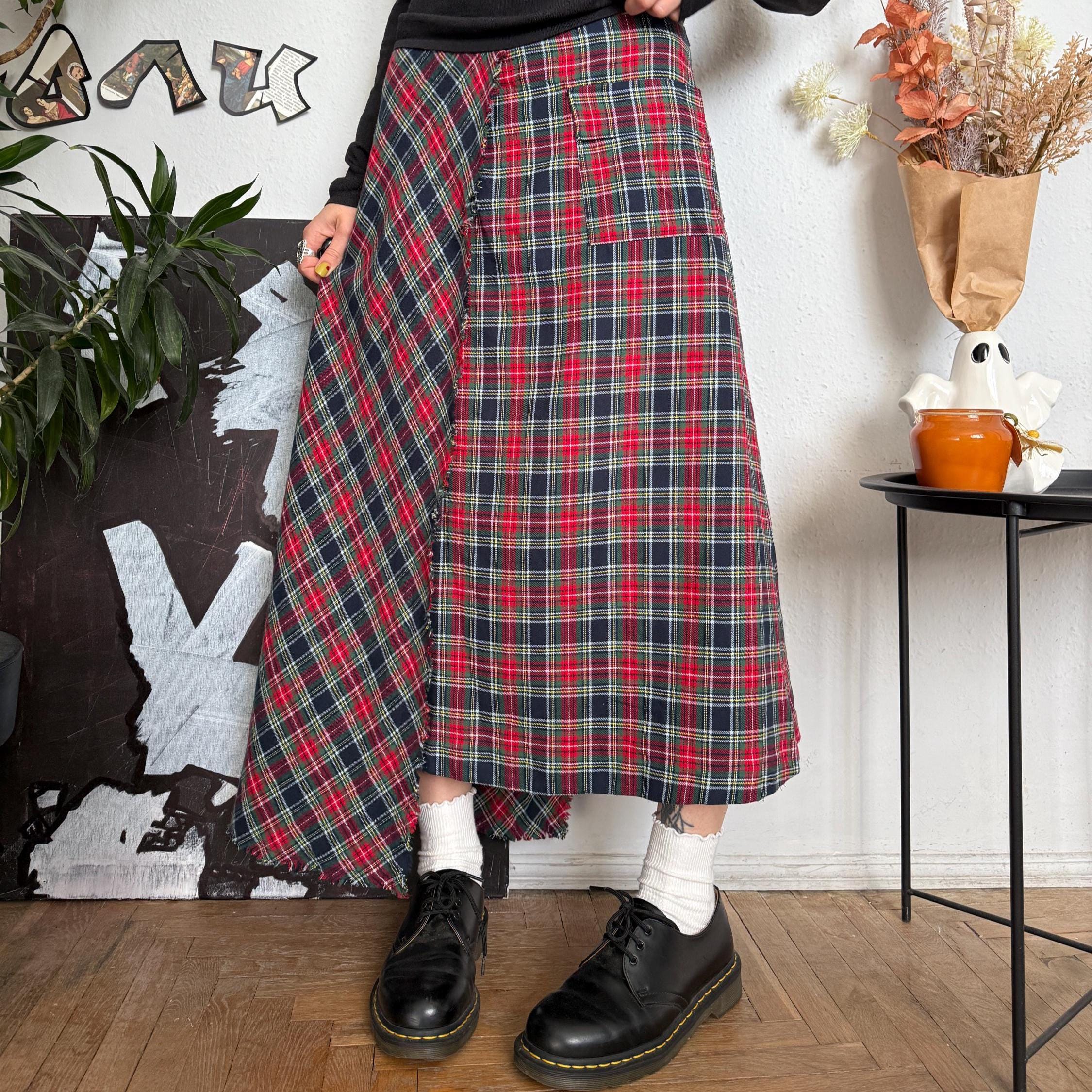 Plaid Skirt Pattern Flannel Overlay Skirt Asymmetric Plaid - Main Image
