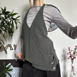 Vintage Crea Concept Knit Asymmetrical Avant Garde Pocket Top