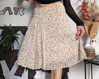 Kookai Vintage Polka Dot Asymmetrical Mesh Skirt 00s