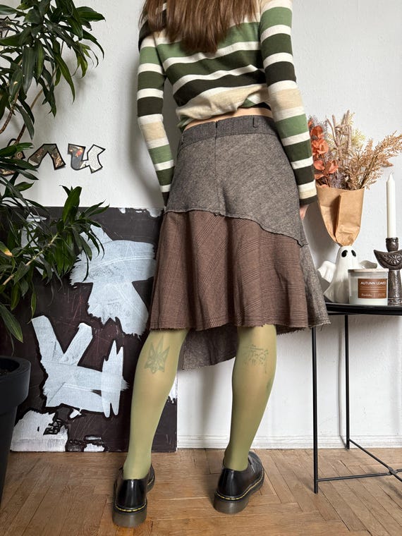 Plaid Patchwork Asymmetrical Fall Skirt Academia … - image 5