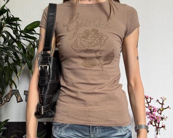Guess Vintage Glamour Y2K Rhinestone Logo Slim Tee
