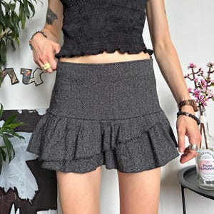 Wool Micro Mini Skirt Y2K - Sisley - Size 40