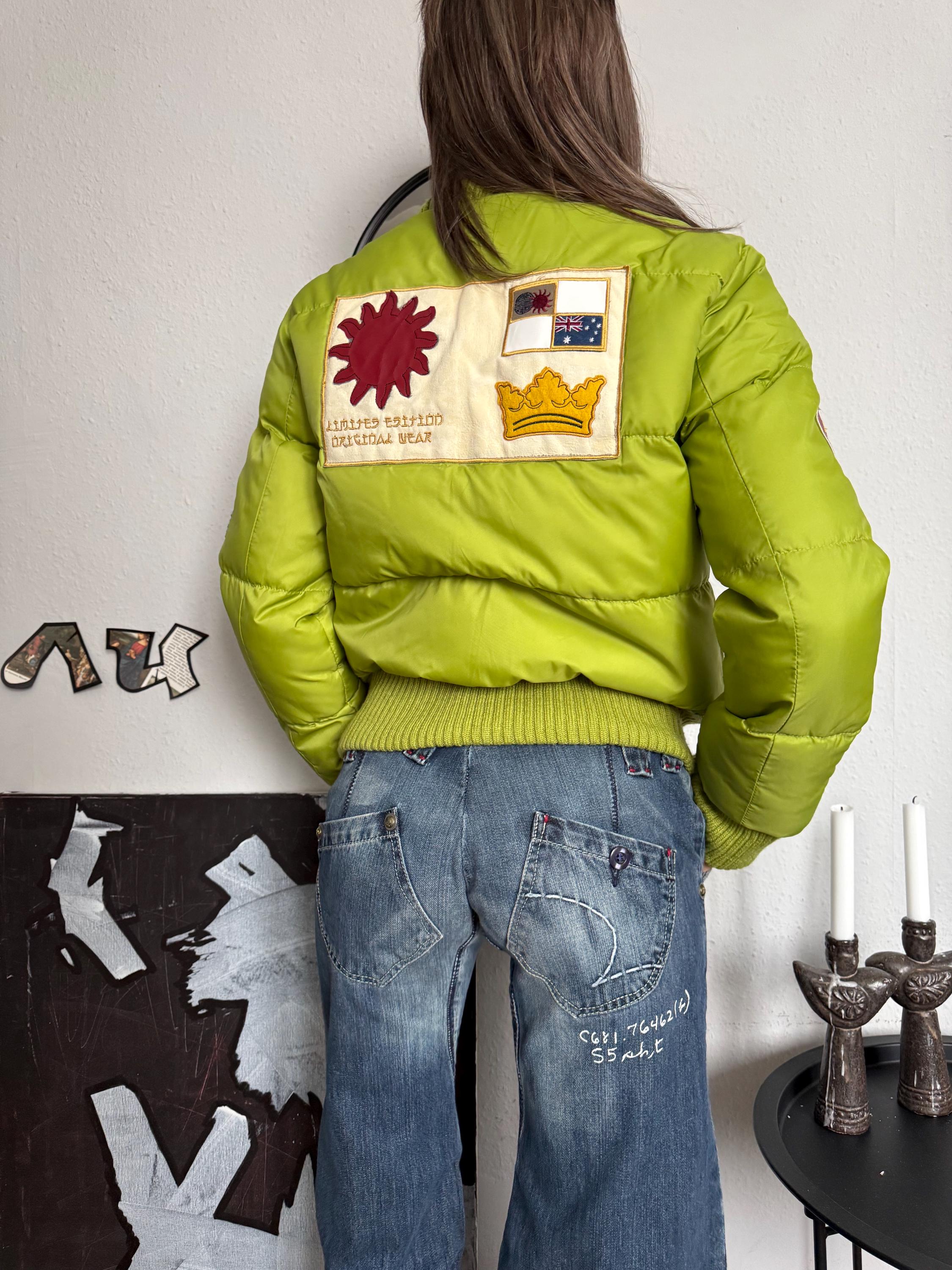 Green Y2K Puffer Bomber Jacket 00s - Etsy