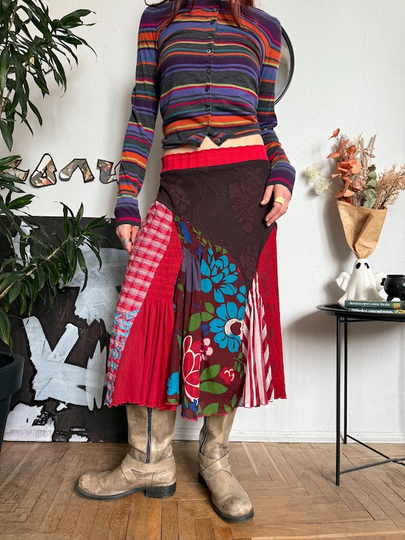 Patchwork Asymmetrical Funky Weird Style Skirt - image 4