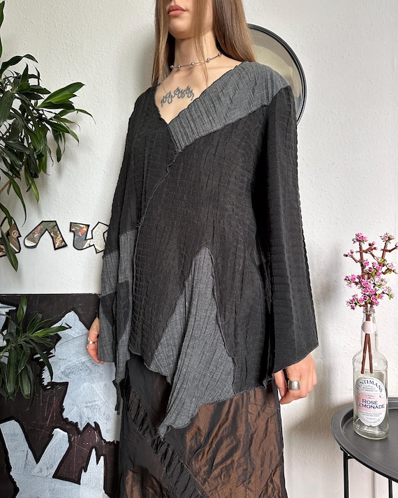 Avant Garde Crinkle Patchwork Deconstructed Tunic - image 4
