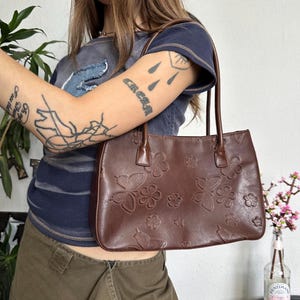 Retro Butterfly Faux Leather Bag Vintage Baguette Purse y2k