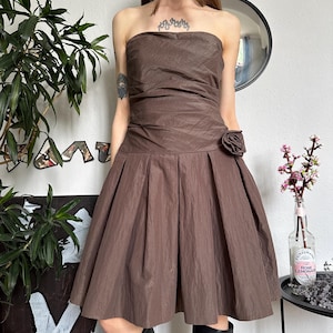 Vintage Party Cocktail Ruched Bubble Strapless Mini Dress