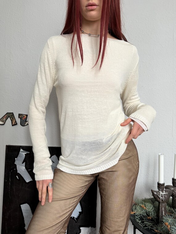 Soft Elevated Basic Boat Lightweight Knit Pullover - image 2