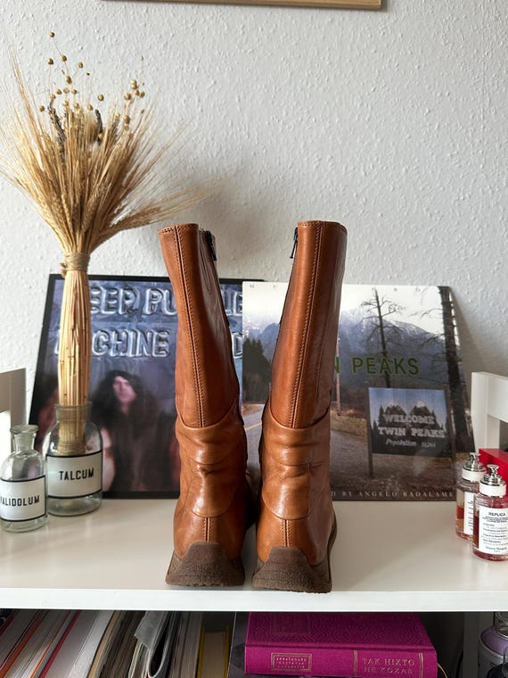 Vintage Leather Patchwork Square Toe 60s Boots - image 7