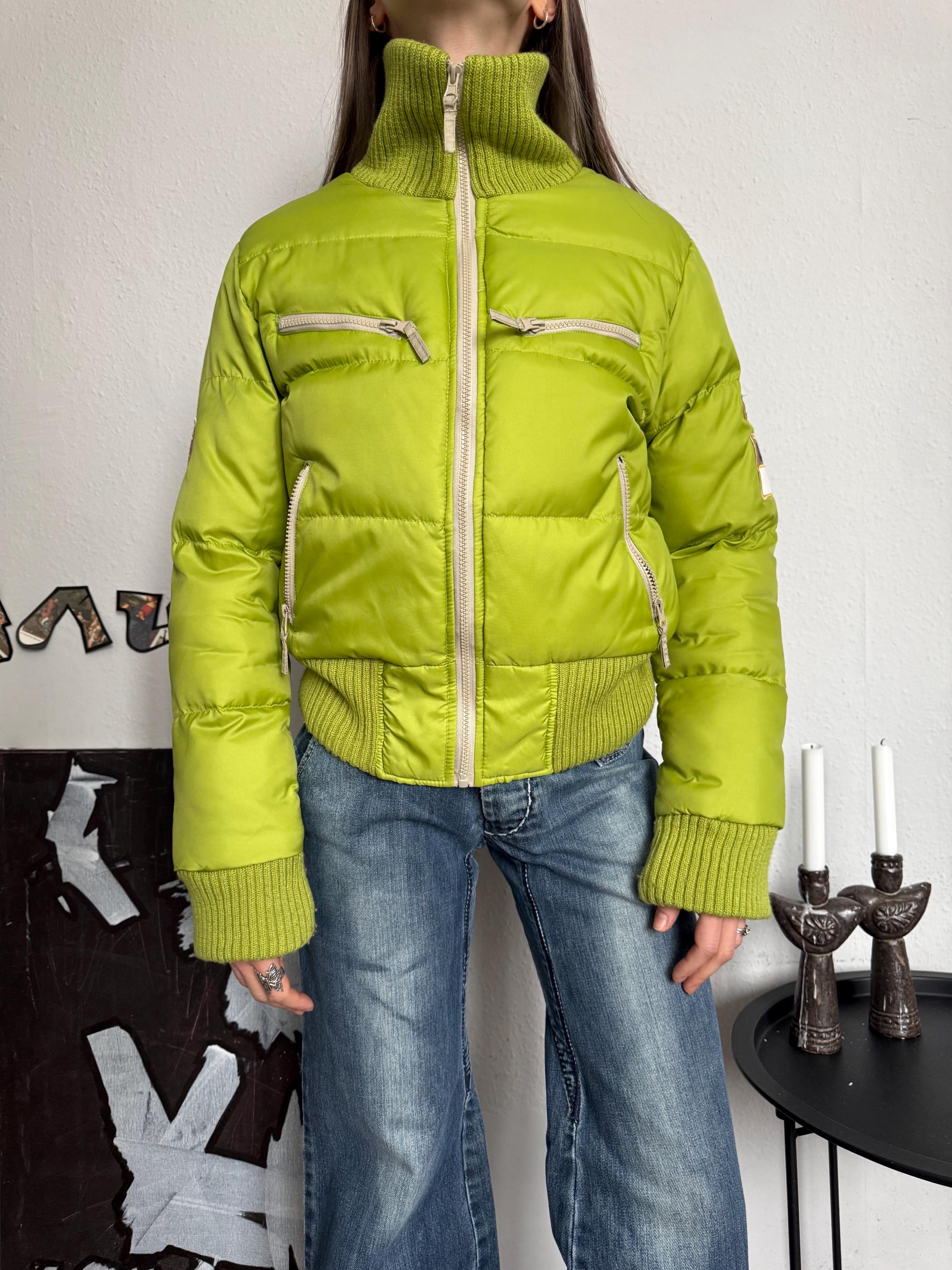 Green Y2K Puffer Bomber Jacket 00s - Etsy