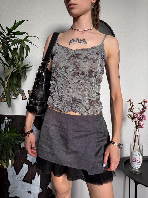 MNG Vintage Crinkled Floral Avant Garde Crop Top 90s Inspired - Etsy