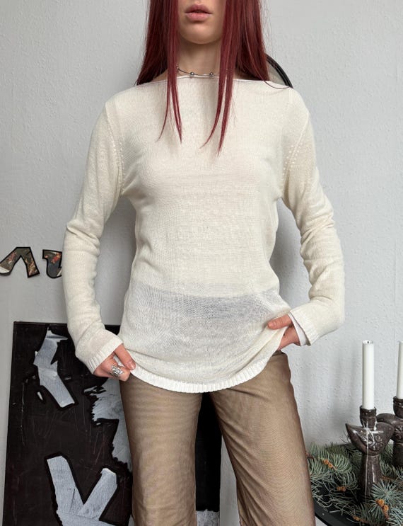Soft Elevated Basic Boat Lightweight Knit Pullover - image 1