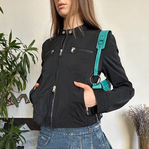 Marccain Vintage Nylon Jacket Double Zip Up Moto Biker