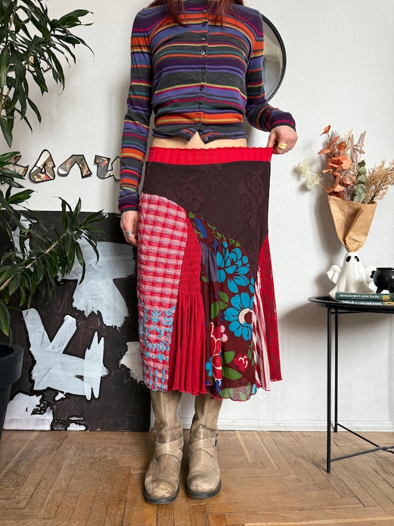 Patchwork Asymmetrical Funky Weird Style Skirt - image 7