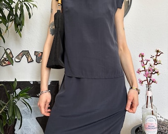 All Saints Vintage 100% Silk Navy Mini Dress