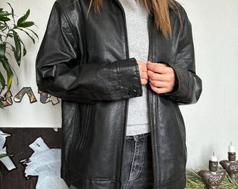 Y2K Real Leather Grunge Oversized Jacket 90s - Etsy