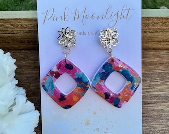 Colorful floral earrings