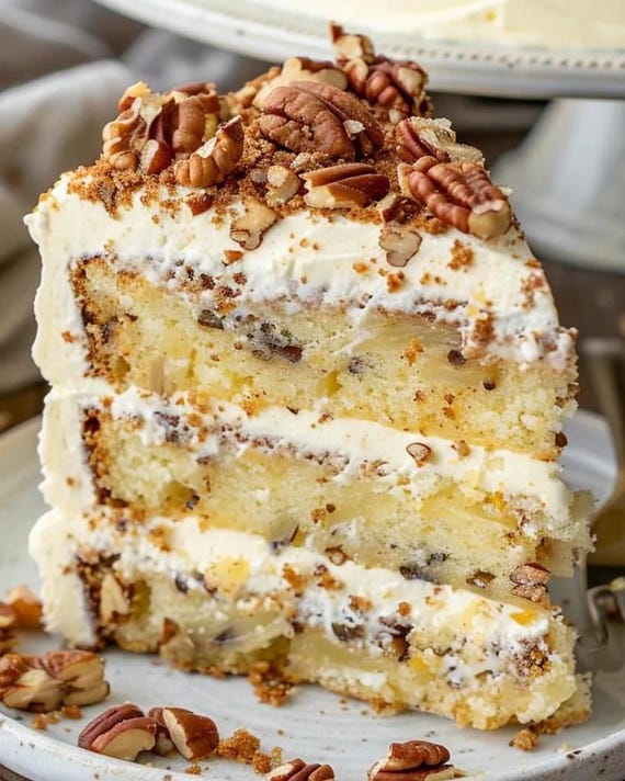 BEST RECIPE For Southern Creamy Pineapple Pecan Cake | Moist & Decadent Dessert | Easy Cake Recipe | Printable PDF | Instant Download