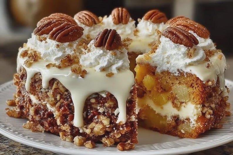 BÄSTA RECEPTET på krämig sydstatstårta med ananas och pekannötter | Saftig och dekadent dessert | Enkelt kakrecept | Utskrivbar PDF | Direktnedladdning bild 2