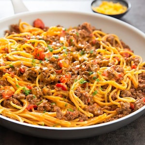 BEST RECIPE For One Pot Taco Spaghetti | Easy Weeknight Dinner | Cheesy Taco Pasta Recipe | Printable PDF | Instant Download