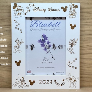 Disney Photo Frame Personalised And Engraved With Your Choice Text and customised images around the frame