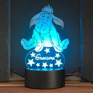 Disney LED Night Light Plaque Engraved With Eeyore Or Any Other Character And Any Personalised Name Or Text