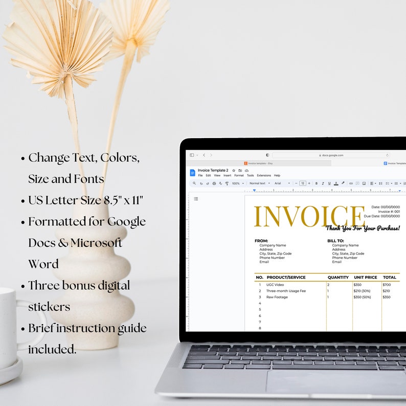Small Business Invoice Template: One Customizable Receipt Template ...