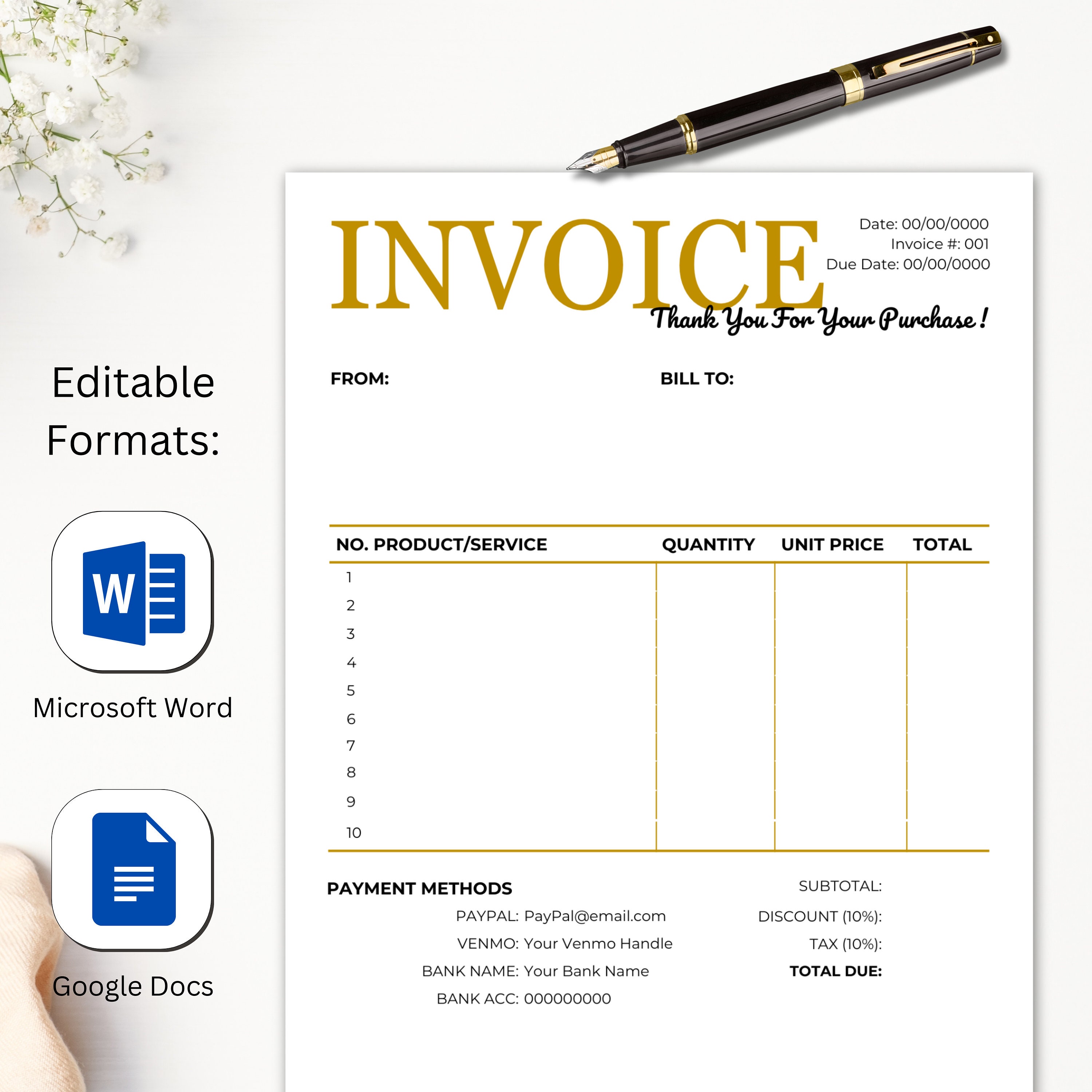 Small Business Invoice Template: One Customizable Receipt Template ...
