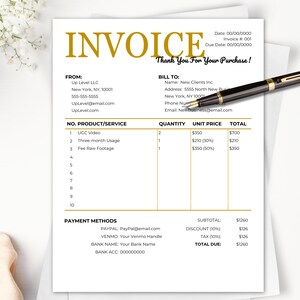 Small Business Invoice Template: One Customizable Receipt Template. Printable order form compatible with Docs & Word.