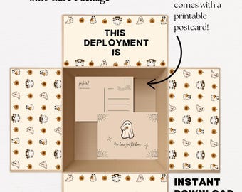 Funny Deployment Care Package USPS Box Flap Designs: Ghost Theme (Instant Download)