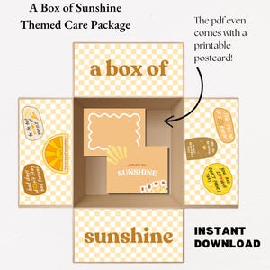 Give A Box of Sunshine | Box of Sunshine Themed Printable PDF |To Brighten Their Day |Gifts for Her |Gifts for Loved Ones |Get Well Soon Box