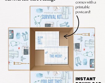 Medical School Survival Kit/ MCAT: Printable Care Package Box Flaps (Instant Download)