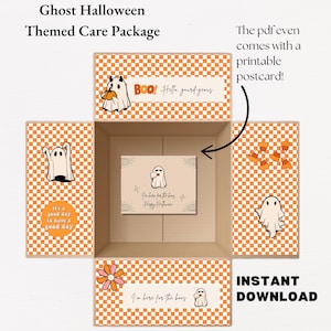 Retro Ghost Halloween Care Package: Spooky Fun Decor (Instant Download)