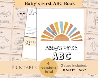 Sunshine ABC Baby Shower Coloring Book: Boho Keepsake (Digital Download)
