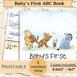 Libro para colorear para baby shower con el abecedario de Winnie-the-Pooh, actividad de recuerdo para baby shower de Winnie-the-Pooh, libro para bebé DIY, imprimible digital