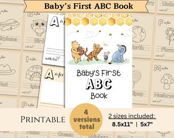 Winnie-the-Pooh Blanko Alphabet Buch, ABC Buch Babyparty Aktivität, Winny-the-Pooh Babyshower Aktivität Andenken, Virtuelle Babyparty, PDF