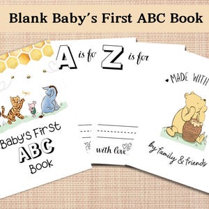 Winnie the Pooh Baby Shower Games Printable, ABC Book Activity, Guest Book Keepsake for Newborn Celebration, Printable, PDF