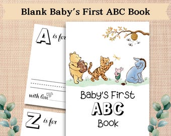 Winnie-the-Pooh Blanko Alphabet Buch, ABC Buch Babyparty Aktivität, Winny-the-Pooh Babyshower Aktivität Andenken, Virtuelle Babyparty, PDF