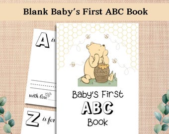 Winnie-the-Pooh Blanko Alphabet Buch, ABC Buch Babyparty Aktivität, Winny-the-Pooh Babyshower Aktivität Andenken, Virtuelle Babyparty, PDF