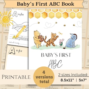 Winnie de Pooh babyshower pdf, interactief ABC-boek, aandenkenactiviteit, Winny de Poeh babyshower-activiteit aandenken, digitale download