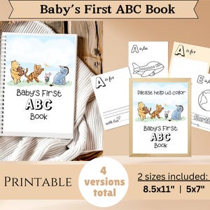 Winnie-the-Pooh ABC Baby Shower Coloring Book, Winny the Pooh Babyshower Activity Keepsake, DIY Baby Book PRINTABLE Digital