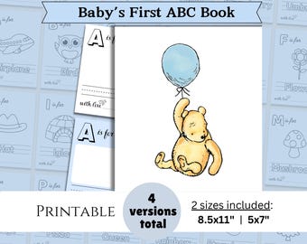 Winnie-the-Pooh Blank Alphabet Book,ABC Book Baby Shower Activity,Winny the Pooh Babyshower Keepsake,Boy Baby Shower Activity,Printable, PDF