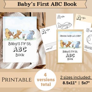 Winnie the Pooh ABC Baby Shower Coloring Book, Winny the Pooh Babyshower Activity Keepsake, Libro per bambini fai da te STAMPABILE digitale