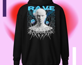Abstract Techno Rave Zip Hoodie - E2